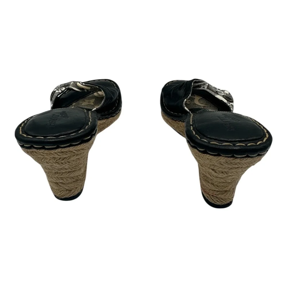 Born Womens‎ Black Floral Wedge Espadrille Sandals Size 8